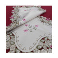 Hot selling beautiful  embroidery rose cutwork  table runner